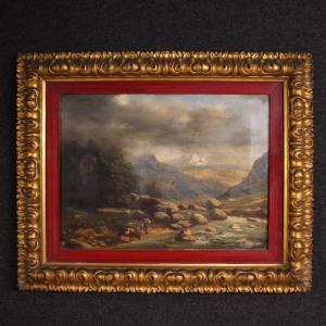 Dipinto italiano, paesaggio firmato e datato 1846